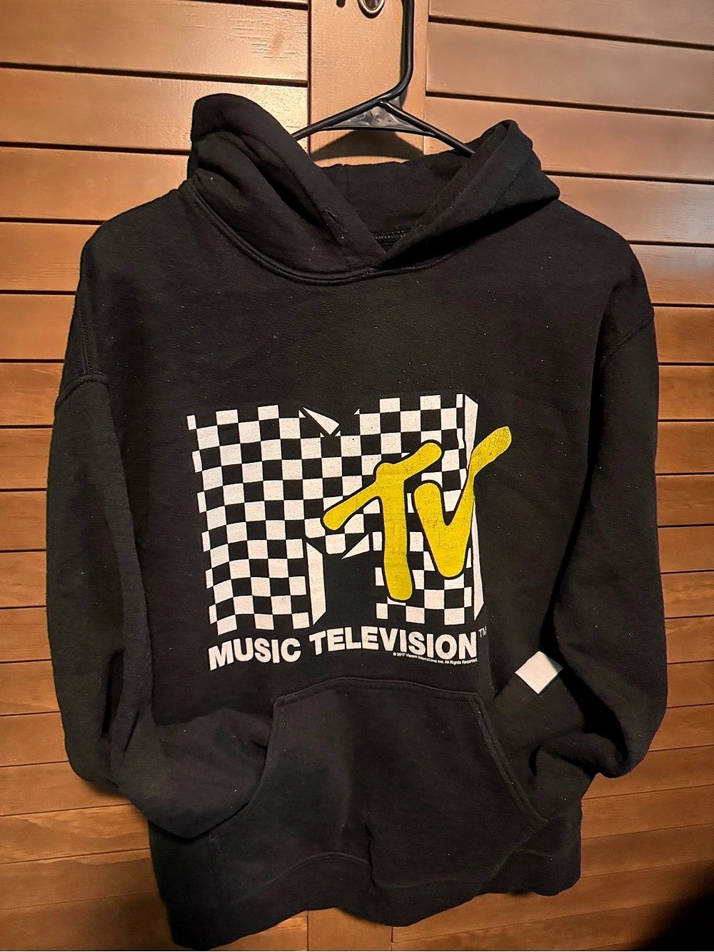 MTV Checkerboard Logo Pullover Hoodie Black & White